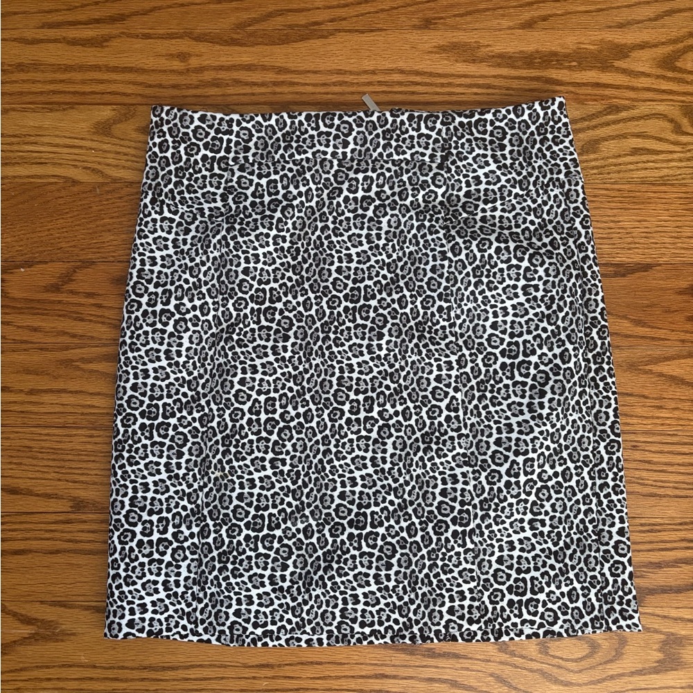 Black and White Leopard Print Pencil Skirt